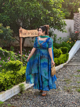Hand embroidered peacock rangoli anarkali